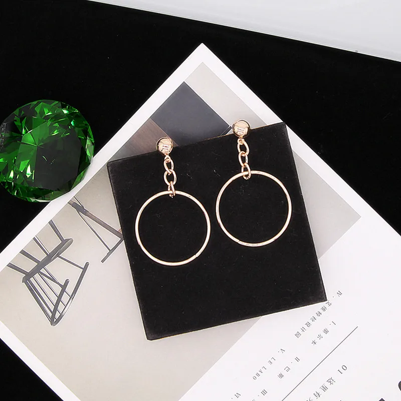 Simple Metal Round Circle Hoop Earrings Golden Color Big Hollow Loop For Women Attractive E0443 | Украшения и аксессуары