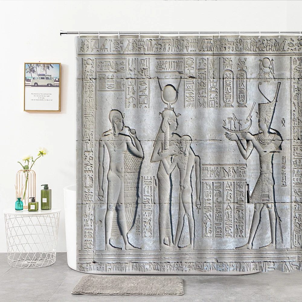 

Гиероглифная занавеска для душа в стиле древнего Египта, египетская история, ретро экзотический домашний декор для ванной комнаты, водонеп...