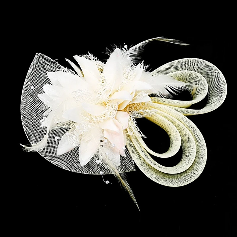 2 шт. Женская Маленькая Шпилька шапка с перьями кремово-белый розовым - купить по