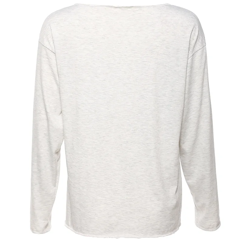 Женская хлопковая рубашка с длинным рукавом и V-образным вырезом | одежда