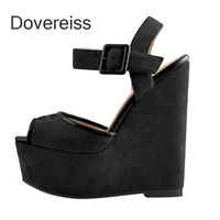 dovereiss fashion womens shoes summer sandals peep toe wedges platform sexy narrow band new pure color consice 44 45
