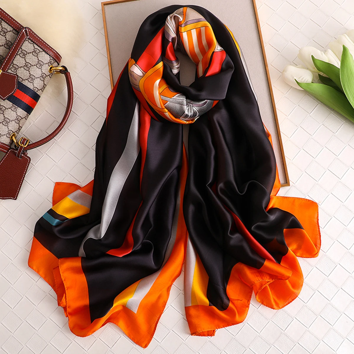 

90*180cm women scarf horse print fashion spring autumn silk scarf for women girl 4 colors to choose
