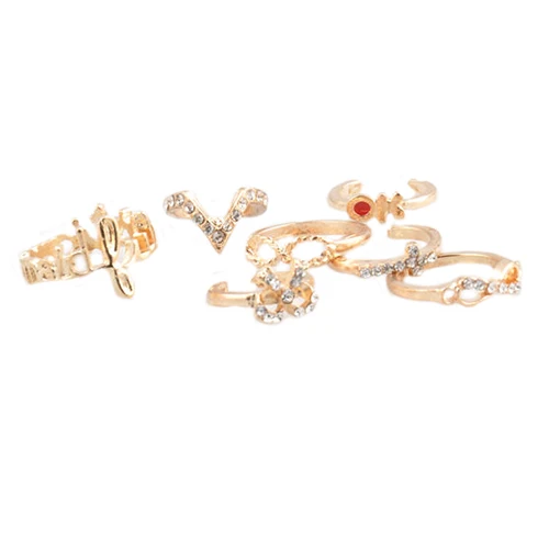 7 шт./компл. женские кольца в стиле бохо с бантом разные Топы модные милые на