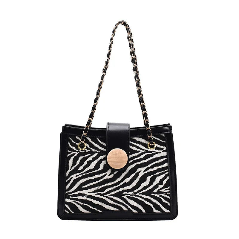 

2021 Korean New Women Fashion Leopard Print Chain Versatile Square Shoulder Leather Zebra Print Messenger Crossbody Bag Handbag