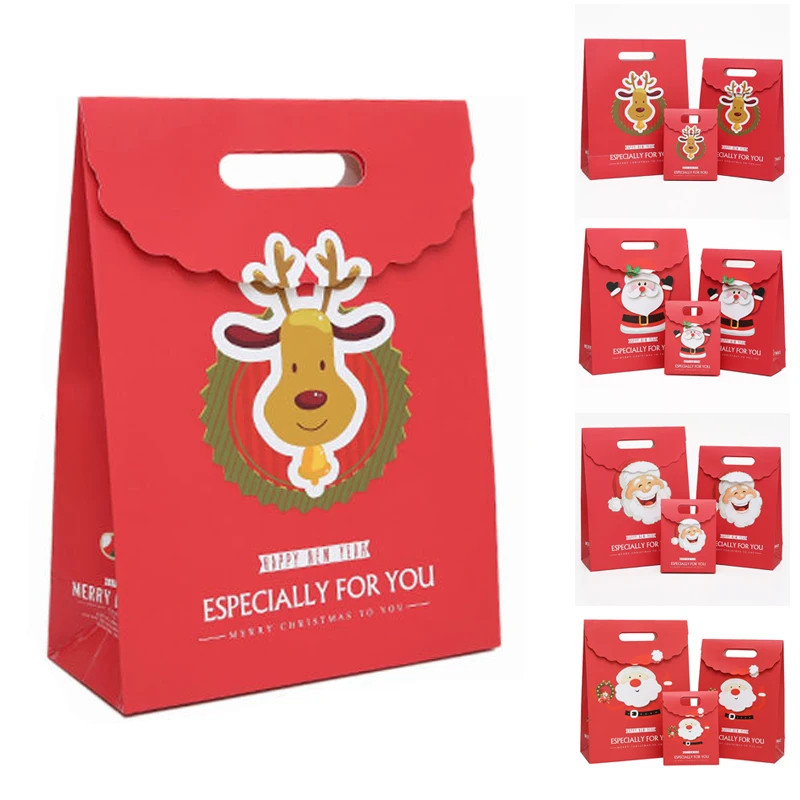 

Santa Claus Gifts Box Bag Birthday Xmas Party Favors Merry Christmas Paper Bag Cookie Treat Candy Bag Paper Pouch