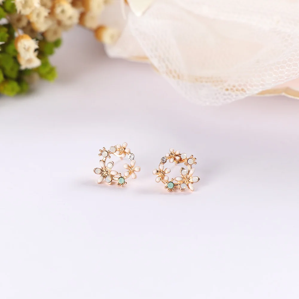 Милые корейские персональные маленькие серьги-гвоздики в виде цветка для женщин