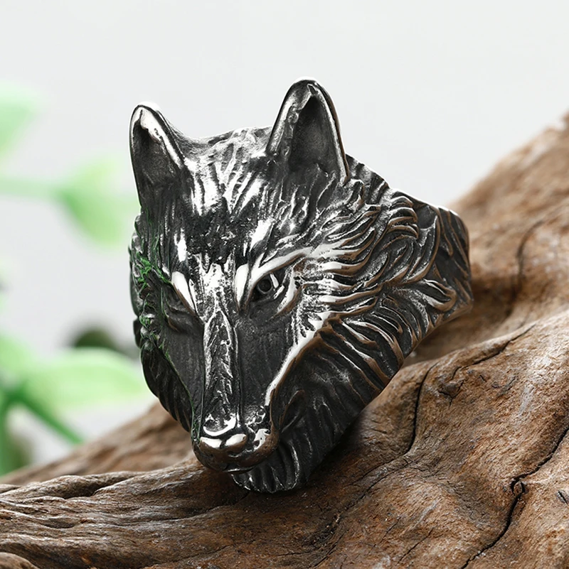 Stainless Steel Hight Quality Wild Wolf Head Biker Rings Mens Fashion Animal Viking Jewelry Cool Stuff Vintage Style Man Anel | Украшения и