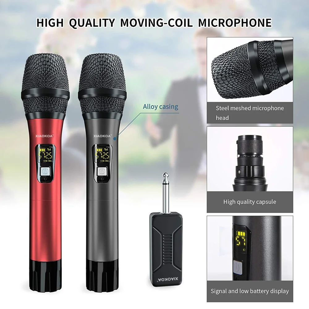 Беспроводной микрофон для караоке UHF беспроводной двойной ручной динамический с