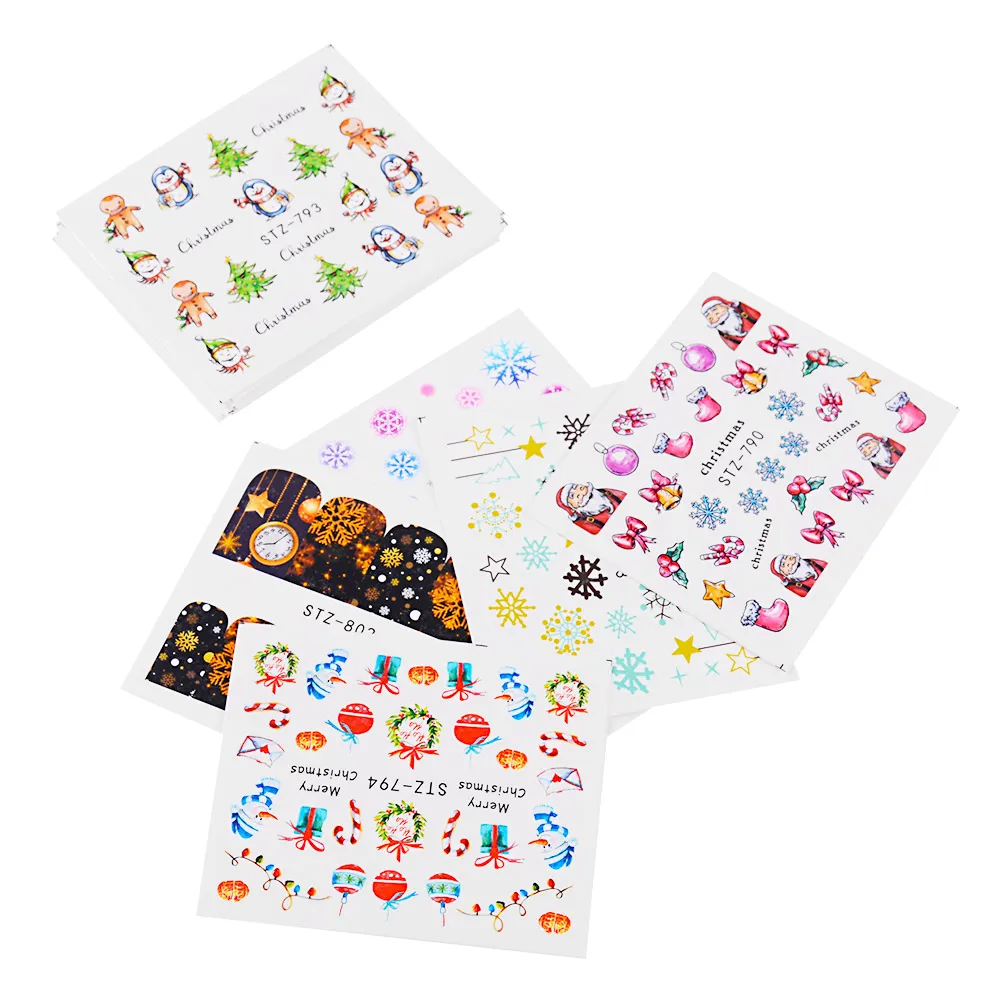 30 шт./лот Рождественская тематическая наклейка Дизайн ногтей водные снежинки