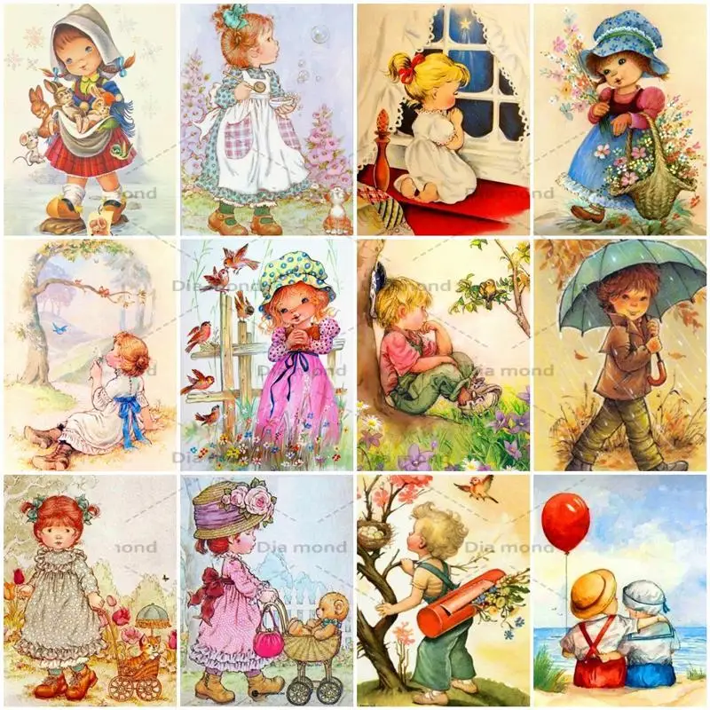 

Full Square Diamond Painting Cartoon Girl Boy Couple Cross Stitch Diamond Embroidery Portrait Mosaic Handicraft Home Decoration