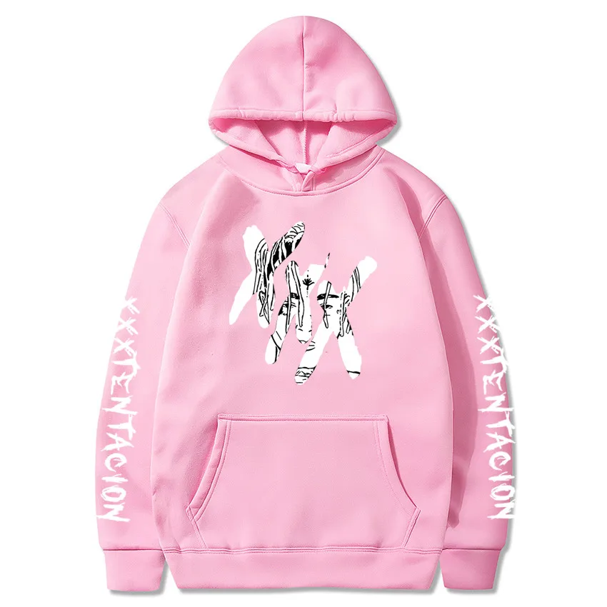 pink116-121 XXXTentacion толстовки для мужчин/женщин Повседневный пуловер уличная Толстовка Sudadera Hombre Harajuku Мужской капюшон Crewneck 3XL - Цвет: pink116-121
