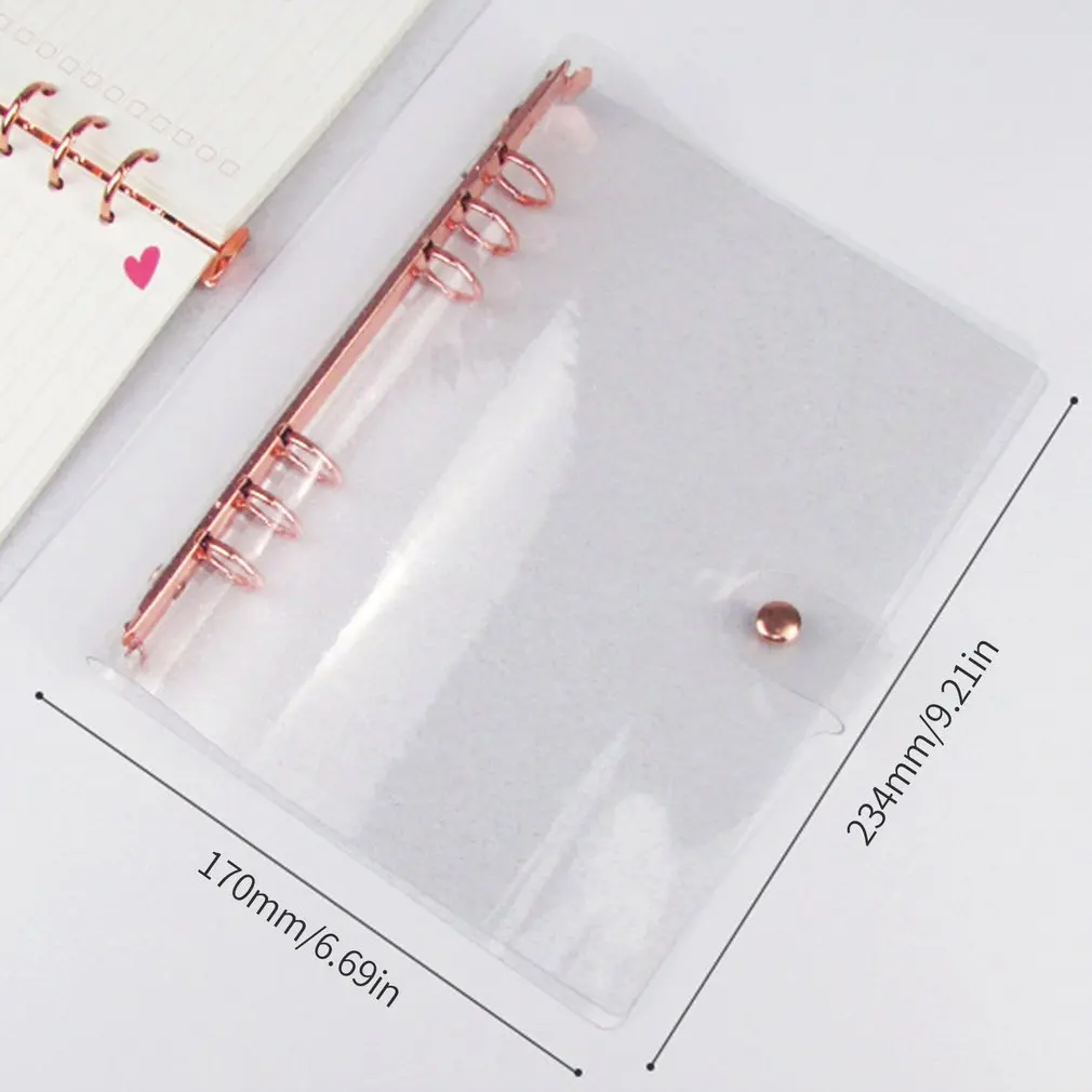 

A5/A6 Notebook Transparent Color PVC Clip File Folder Loose Leaf Ring Binder Planner Agenda School Office Supplies Stationery