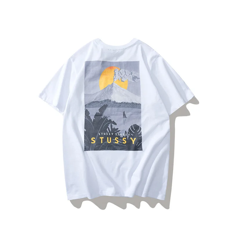 

2021 Summer New Fashion Brand Printing Casual round Neck Same Earrings for Couple Short Sleeve T-shirt