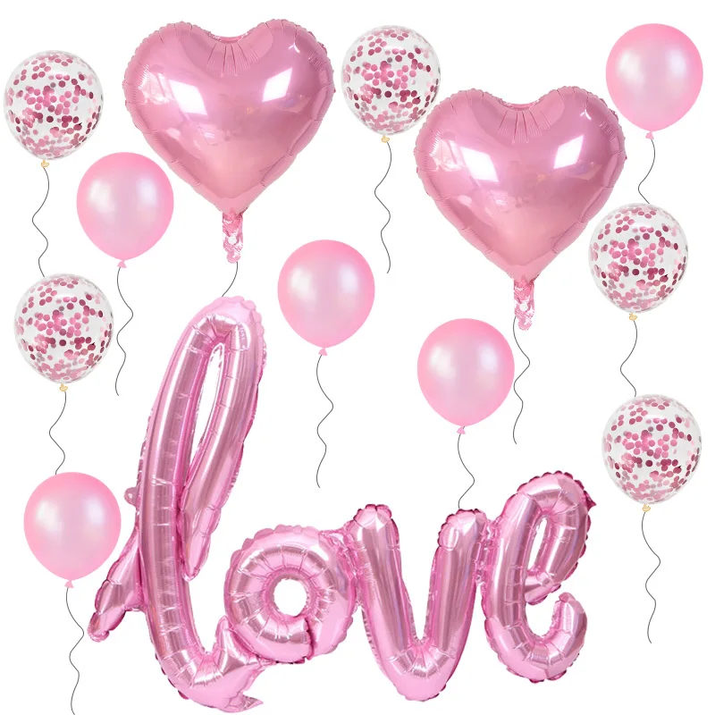 13 шт./компл. фольгированные воздушные шары с сердечками розовые золотые