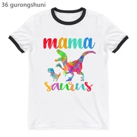 rainbow mama saurus graphic print tshirt women clothes 2022 funny jurasskicked dinosaur t shirt femme harajuku kawaii clothes