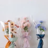 bouquet wrapping paper bag transparent gift packaging material florist for wedding party supplies solid color packaging bags