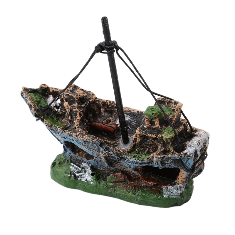 Маленький Ландшафтный аквариум пиратский лодка искусственные украшения
