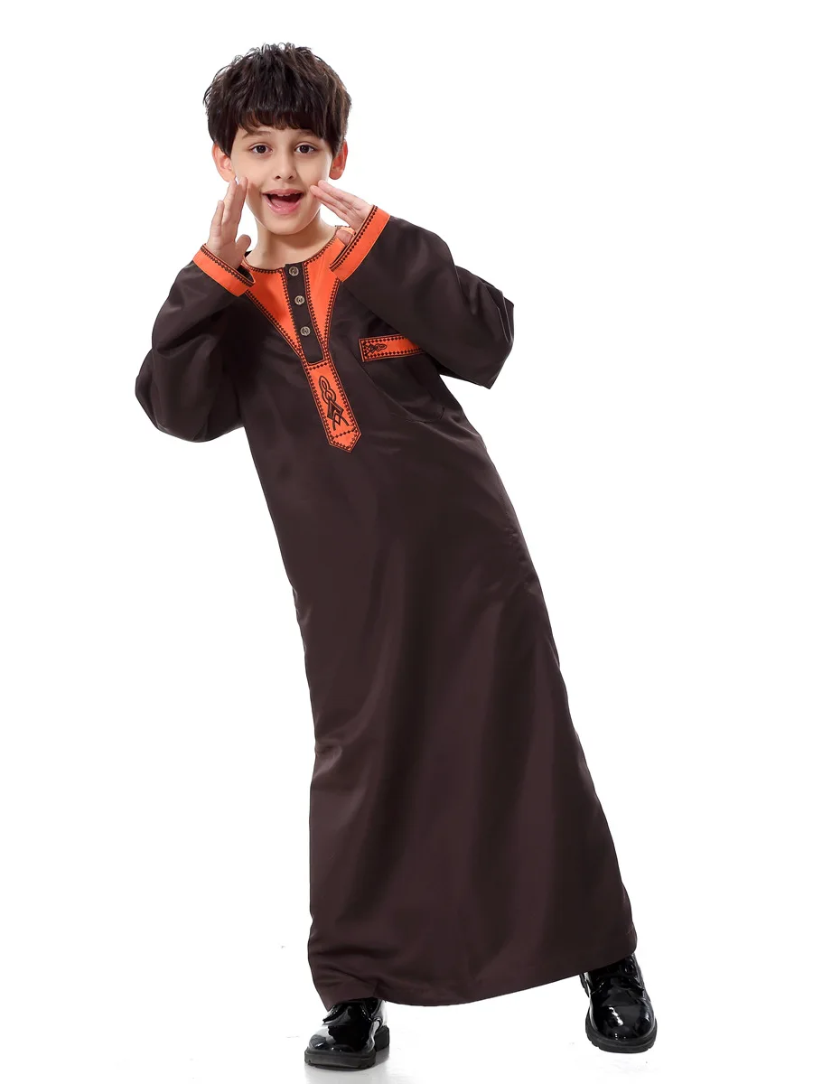 Турецкий мусульманский детский кимоно Abaya Jubba Thobe Boy Thobe Thawb Caftan для детей, мусульманская одежда, длинное платье, Арабский Дубай от AliExpress WW
