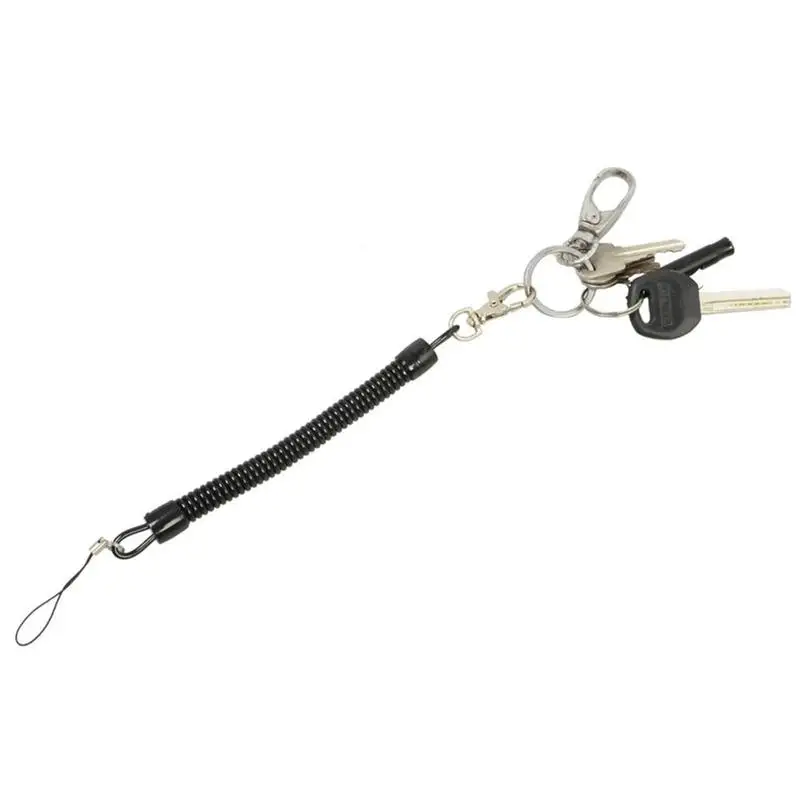 Практичная черная пружинная веревка для ключей пластиковая цветная