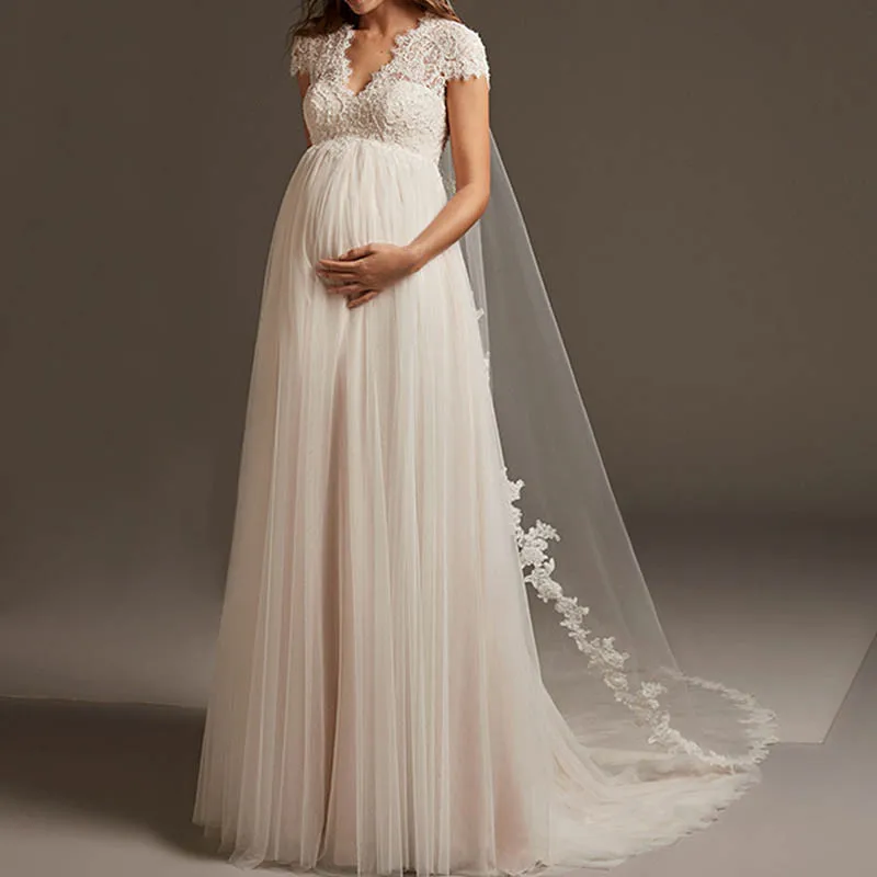 Vestido De Noiva богемное Тюлевое кружевное свадебное платье для беременных 2020