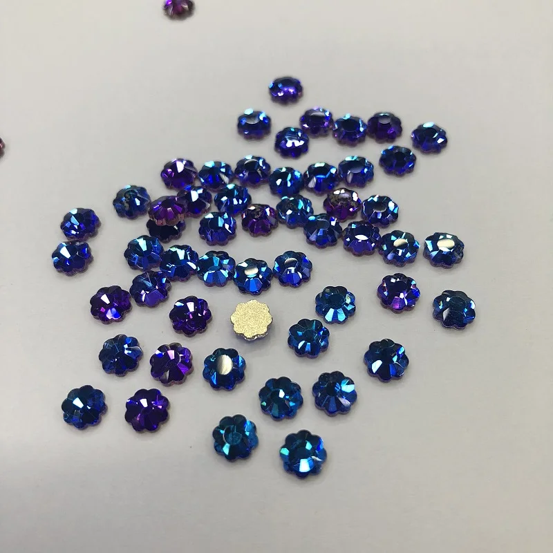 Стразы не Горячая фиксация синий цвет 5 мм Цветок форма Кристалл материал плоский