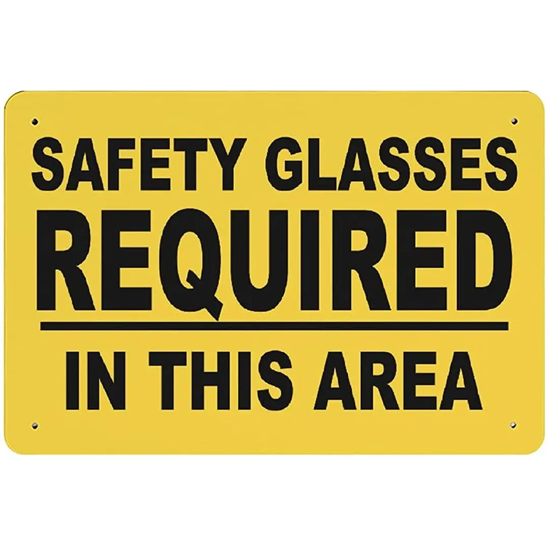 

Metal Sign Safety Glasses Required in This Area Aluminum Signs for Indoor Outdoor and Road Wall Decoration 8x12inch