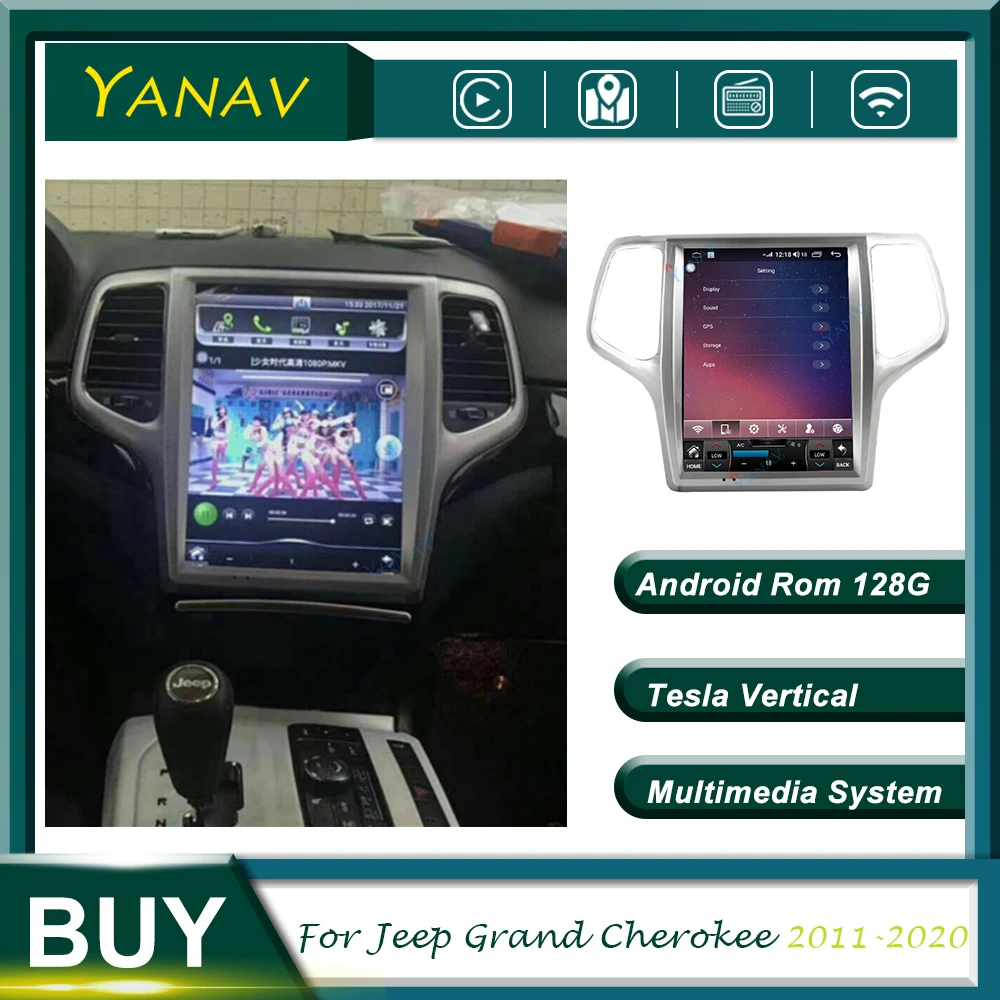 Автомагнитола 2DIN на Android с GPS навигацией для Jeep Grand Cherokee 2011 2020 автомобильный