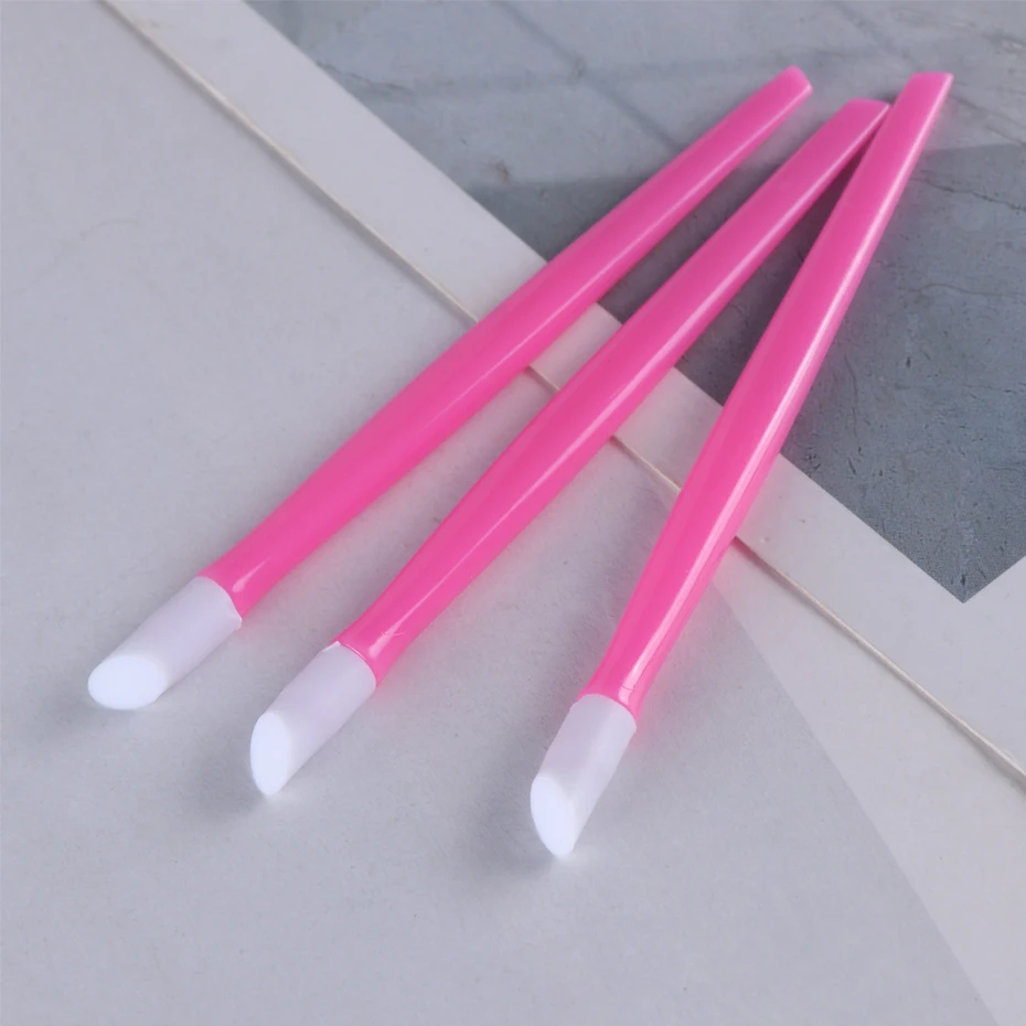 

New 3pcs/lot 9.8Cm Soft Nail Cuticle Pusher Plastic Rubber Pink Color High Quality Nail Tool Set Manicure Accessories SANC370