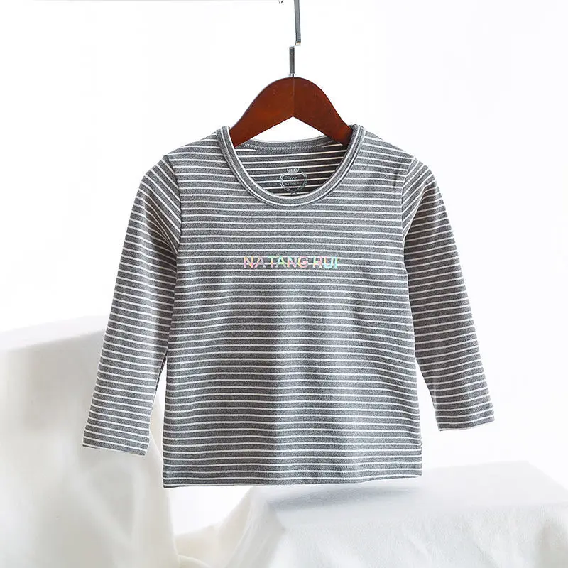 

2021 Girls Boys New Western-style Baby Baby Children's Cotton Base Shirt Top Spring and Autumn P5775