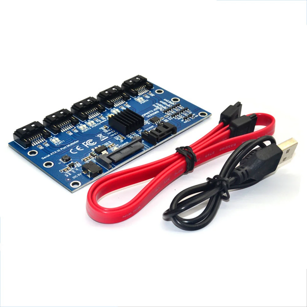 

SATA Expansion Card 1 to 5 Port SATA3.0 Controller Card Motherboard 6Gbps Multiplier SATAPort Riser Card Adapter for Motherboard