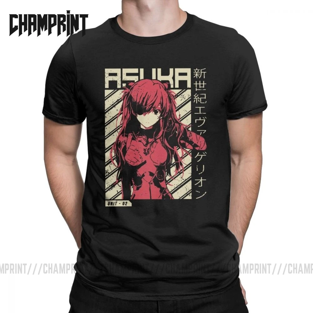 Аска Лэнгли сорью»(Evangelion Genesis прожектор плакат аниме футболка для Для мужчин юмористический хлопковые футболки с круглым вырезом футболки классический Костюмы