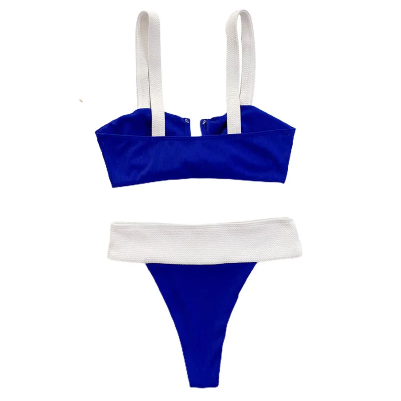 

Summer Ladies Split Swimwear Set Adults Women Personalized Color Matching Knotted Backless Bikini Swimsuit for Vacation Biquini