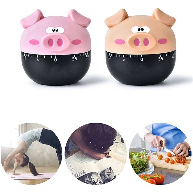 

Kitchen Timer Cute Piggy Shape 60 Minutes Mechanical Manual Timer Accessories For Kids,Home Cooking Timing