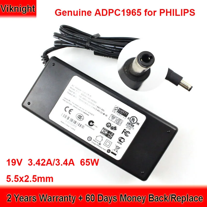 Оригинальная вспышка 19V 3.4A 65W ADPC1965 для PHILIPS 224E5Q 1965ADPC 247E4QSD 247E4QHSD 272S4L 284E5Q | Компьютеры