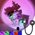 Ночник с закатом 7 цветов, USB-проектор, атмосферное украшение для дома, светильник для фотосъемки в кофейне, на стену для Tik Tok Live