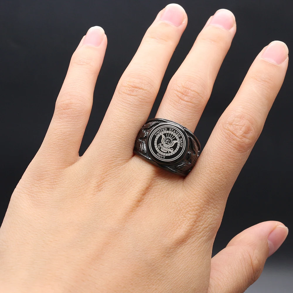 KLDY Орел граница нержавеющая сталь мужское милитари кольцо ВМС США