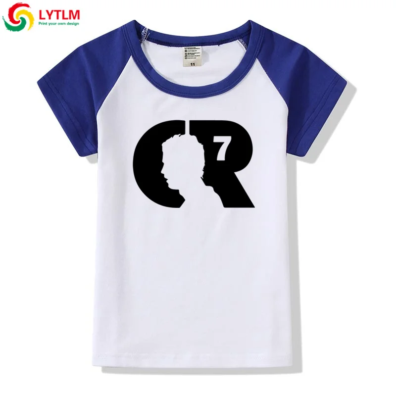 LYTLM Cristiano Ronaldo/футболки для мальчиков-подростков детские топы для девочек, Camiseta, рубашки для девочек детская футболка для девочек, детская одежда - Color: DXCJ LYCRA Blue