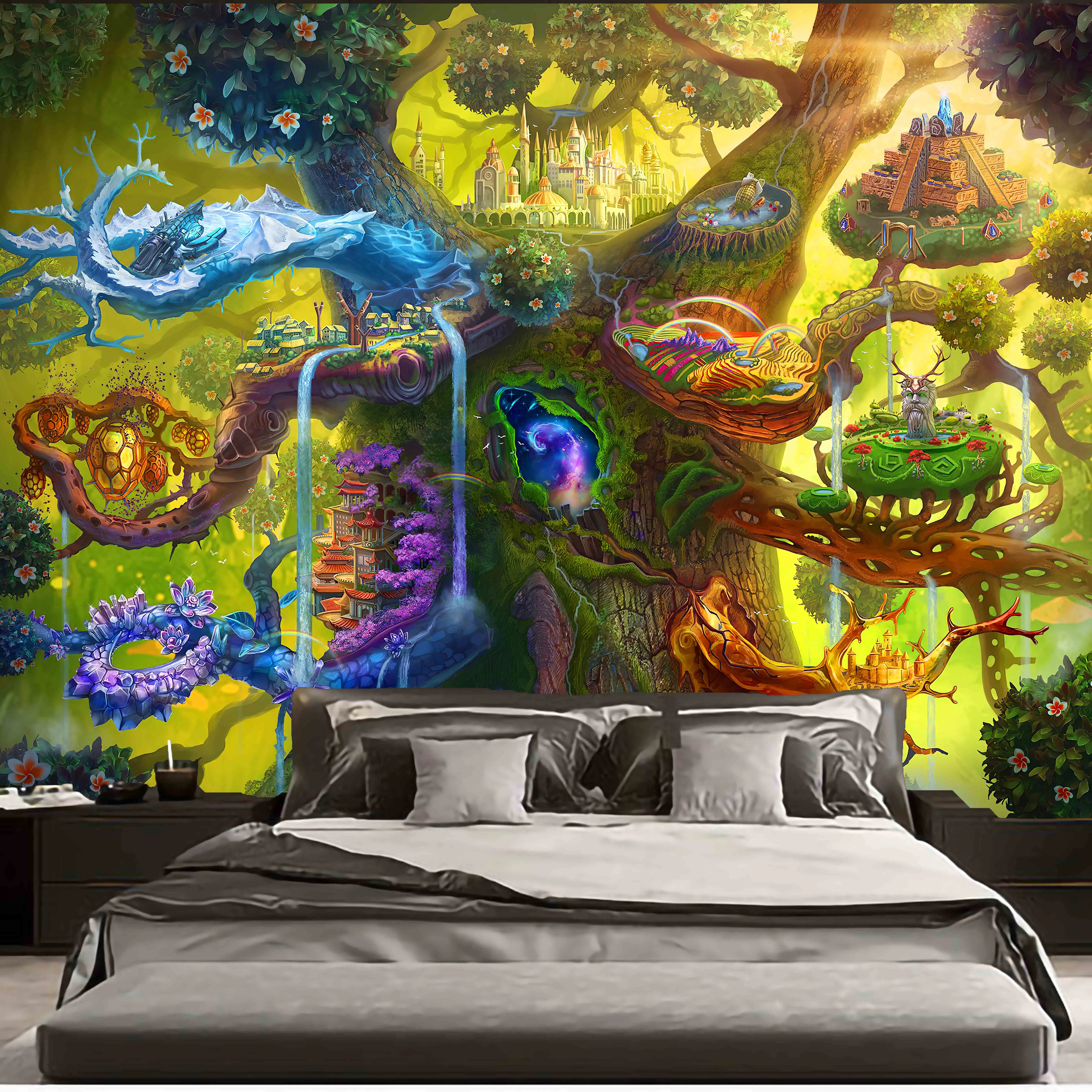 

Psychedelic Tapestry Mandala macrame hippie Art Wall Hanging Tapestries for Living Room Home Dorm Decor