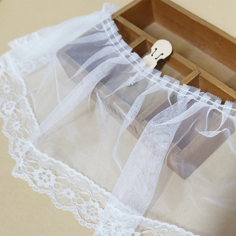 

Плотная плиссированная Цветочная кружевная отделка, мягкая гофрированная Тюлевая отделка для свадебного платья, фата, подол одежды, принад...