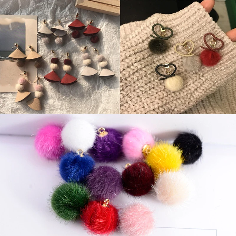 10 шт. модный помпон из искусственного меха DIY брелок для ключей сумка кроличьей