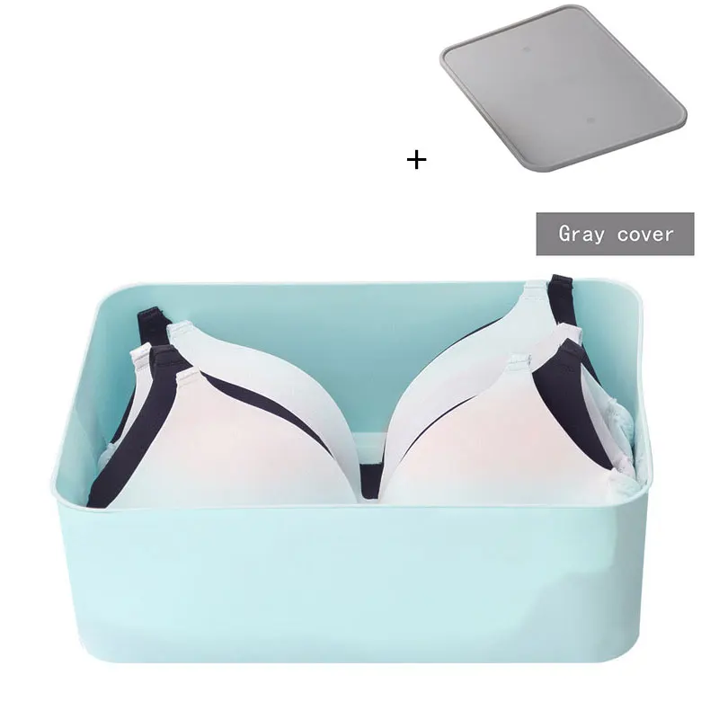 Light blue grid Модная пластиковая коробка для хранения нижнего белья, однотонная коробка для нижнего белья, ящик для носков, шкаф, органайзер для хранения - Цвет: Light blue grid