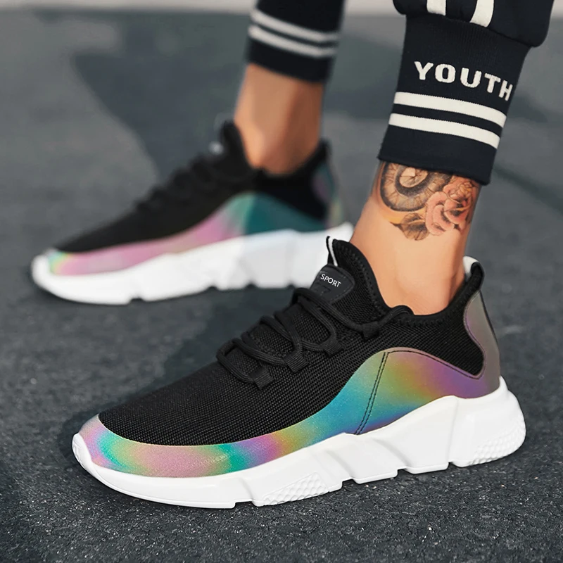 Новая Светоотражающая спортивная обувь для мужчин комфортные дышащие мужские