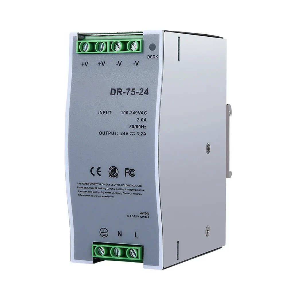 

Din Rail Switching AC to DC PWM Switching Power Supply DR-75-24 24V 76.8W Converter Protection for Industrial Switch Transformer