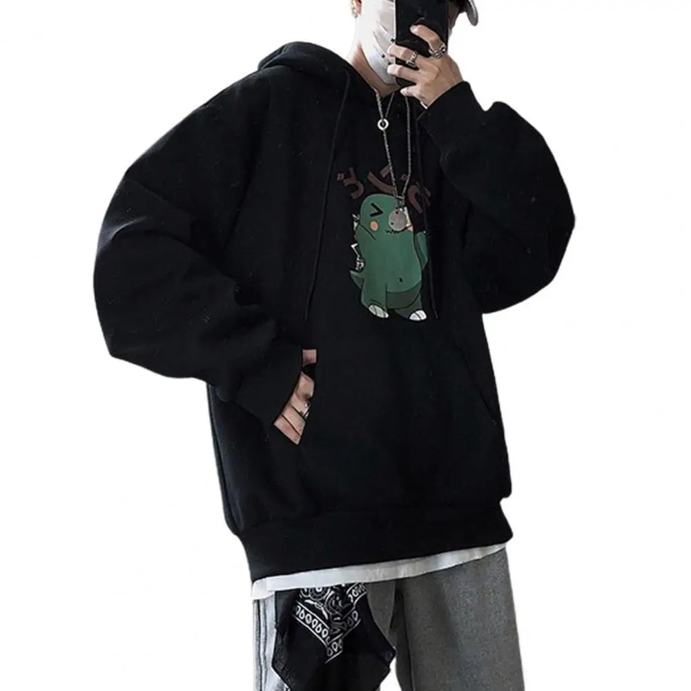 

Hoodies Cartoon Dinosaur Printed Windproof Polyester Men Fashion Oversized Hoodies Sweatshirt Hoody Male Casual Tops for Spring