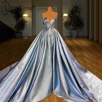 baby blue mermaid evening dresses elegant strapless ruched evening gowns custom made robes de soir%c3%a9e