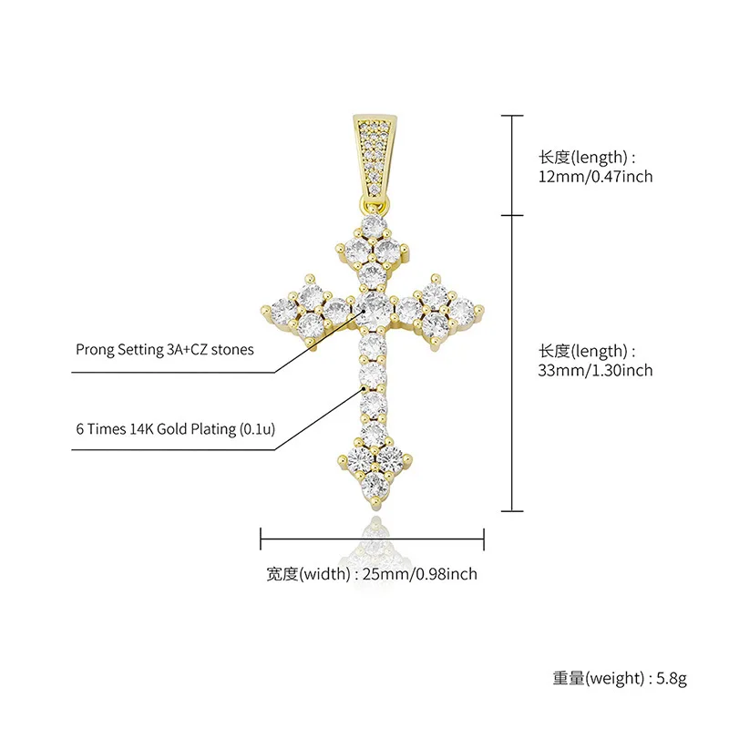 Ожерелье унисекс в стиле хип хоп с фианитами и маленьким крестом|Ожерелья