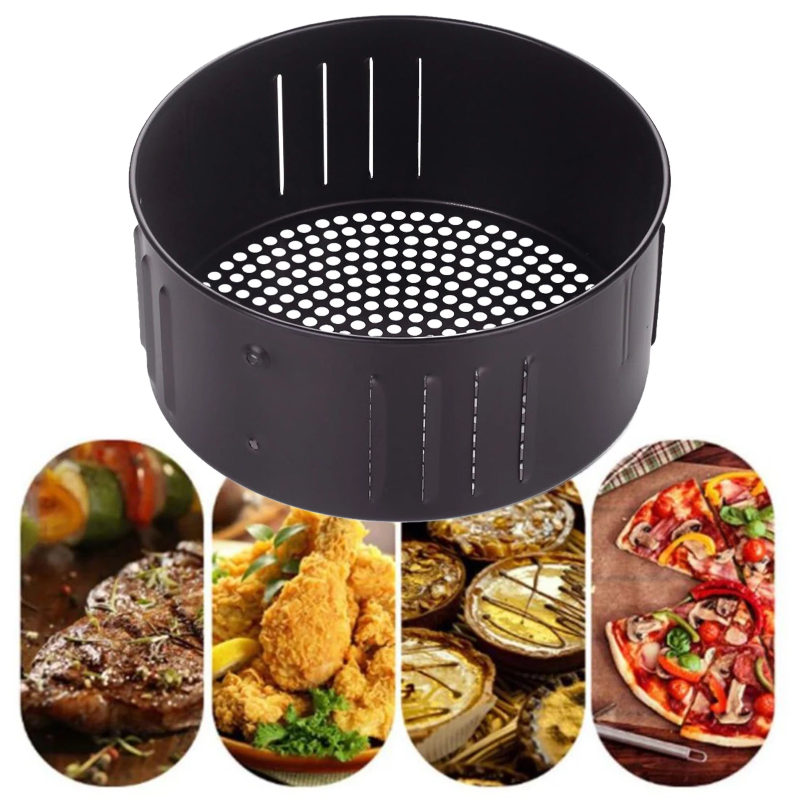 

2.6L 3.5L Air Fryer Replacement Basket, Non Stick Sturdy Roasting Cooking Stainless Steel Baking Tray for All Air Fryer Oven