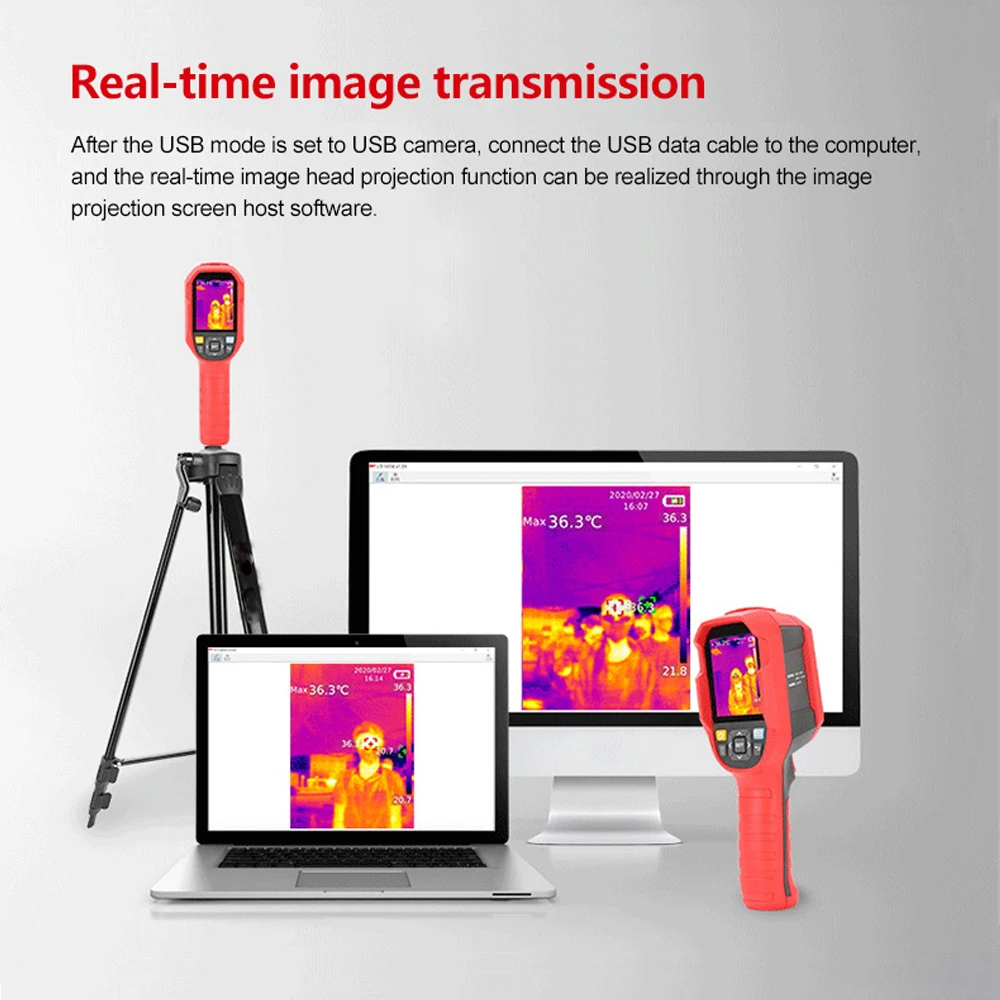 2.8 inch LCD Handheld thermal imager UTi165K  with 160×120 pixels resolution with real-time video dual light fusion