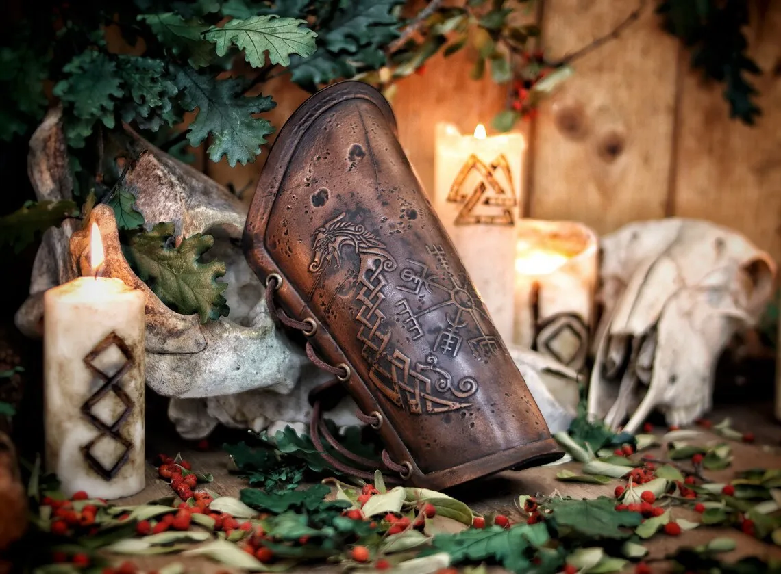 Реквизит для косплея 2021 браслет из искусственной кожи костюм викингов Броня на