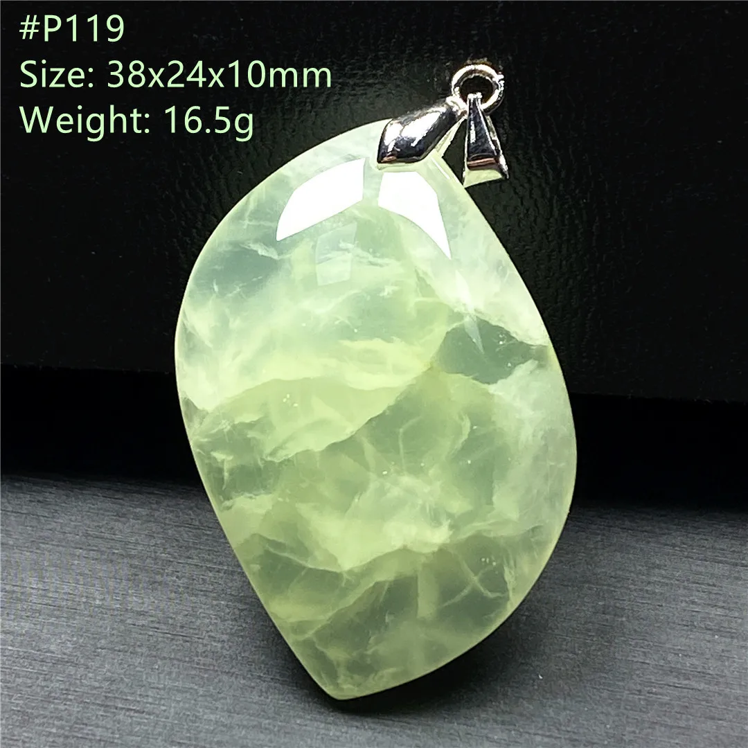 

Natural Green Prehnite Pendant Jewelry For Women Men Healing Gift 38x24x10mm Beads Clear Crystal Stone Silver Gemstone AAAAA